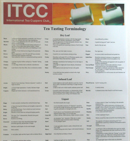 Tea Tasting Terminology Poster | International Tea Cuppers Club